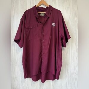Drake Waterfowl Gameday Solid Maroon Shirt Texas A&M Short Sleeve Poly Size 2XL